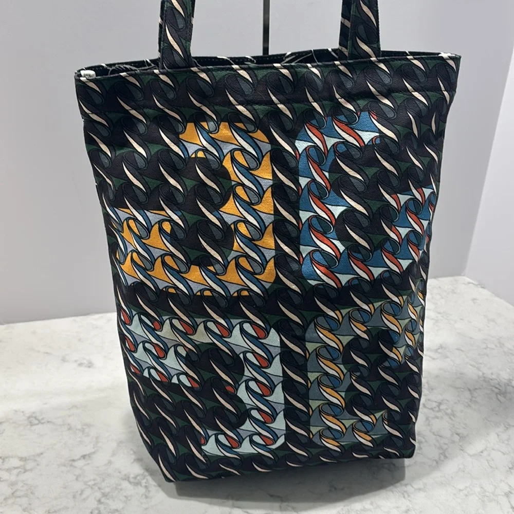 Tory Burch Printed Black Goose Canvas‎ Tote